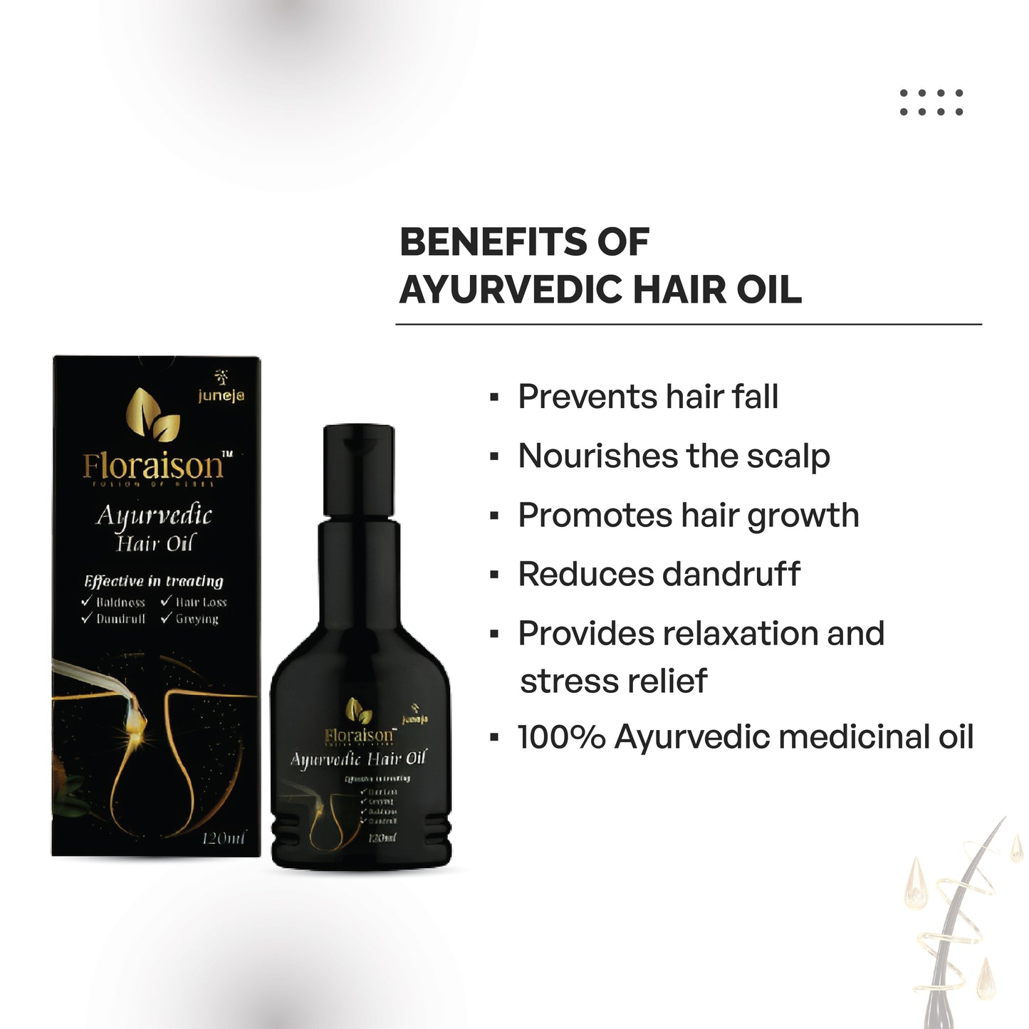 Floraison Ayurvedic Hair Oil 120ML For Dandruff, Hair Fall, Regrowth & Pre Mature Greying