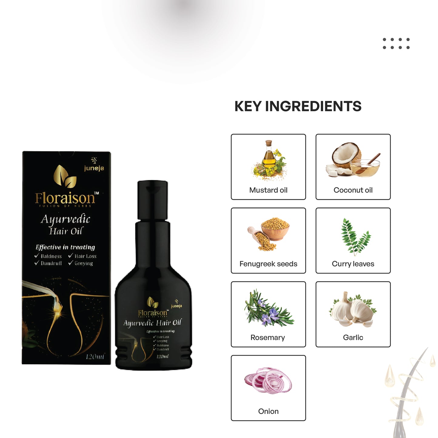 Floraison Ayurvedic Hair Oil 120ML For Dandruff, Hair Fall, Regrowth & Pre Mature Greying