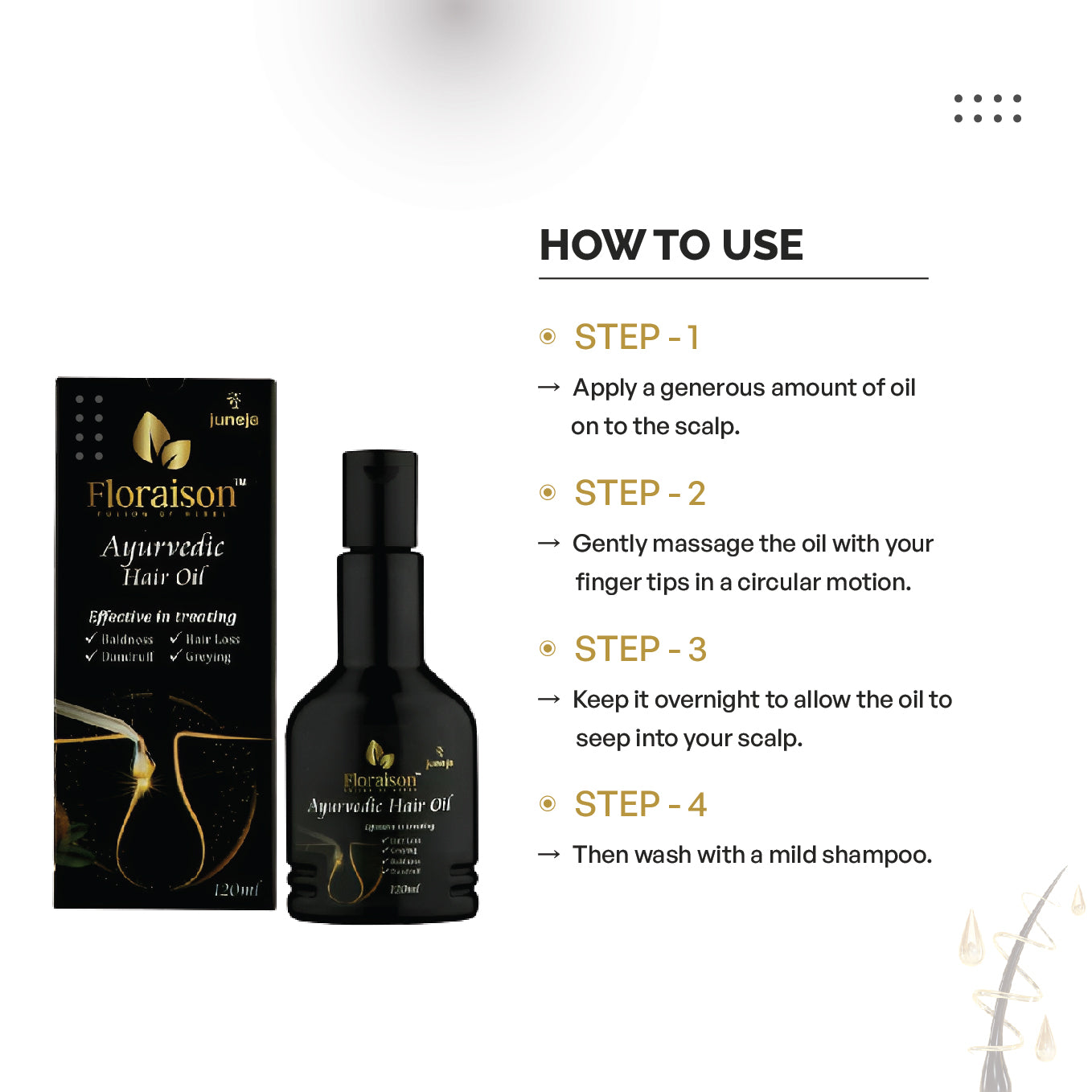 Floraison Ayurvedic Hair Oil 120ML For Dandruff, Hair Fall, Regrowth & Pre Mature Greying