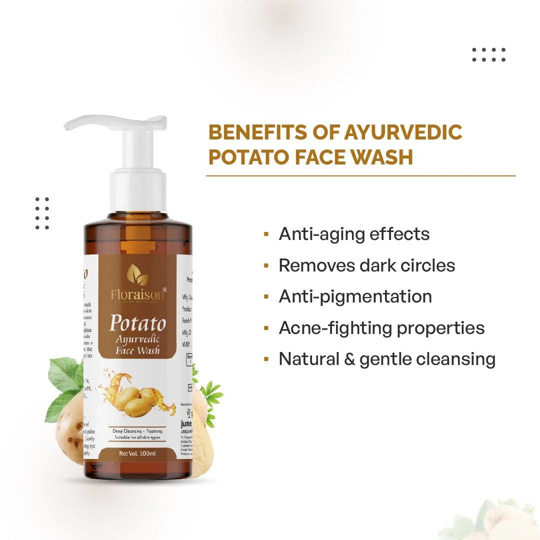Floraison Ayurvedic Potato Face Wash 100ML For Pigmentation, Dark circles & Anti Aging.