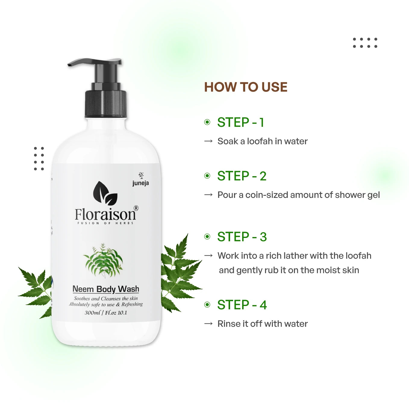 Floraison Ayurvedic Neem Body Wash 300ML For Moisturize & Deep Cleansing