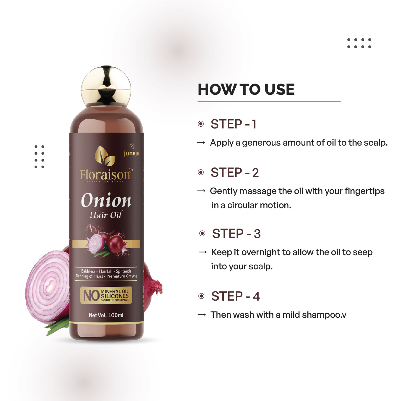 Floraison Ayurvedic Onion Hair Oil 100ML For Hair Growth, Hair Fall & Pre Mature Greying