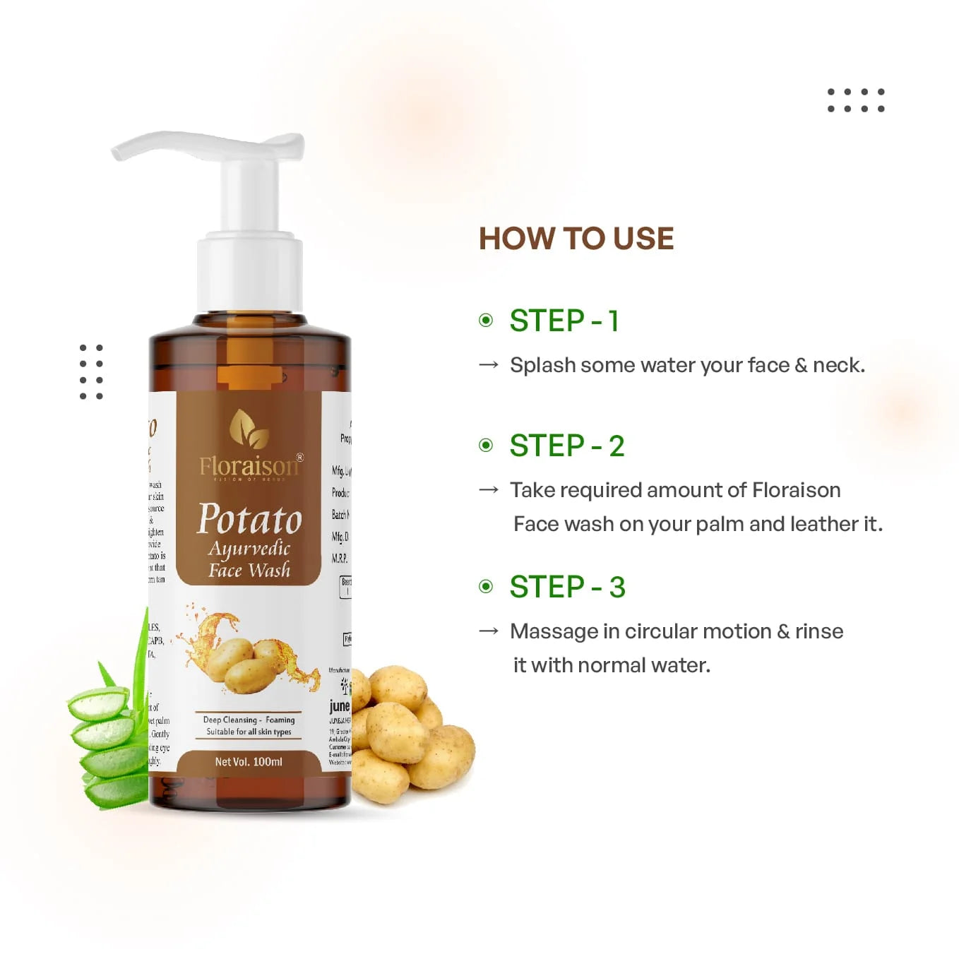 Floraison Ayurvedic Potato Face Wash 100ML For Pigmentation, Dark circles & Anti Aging.