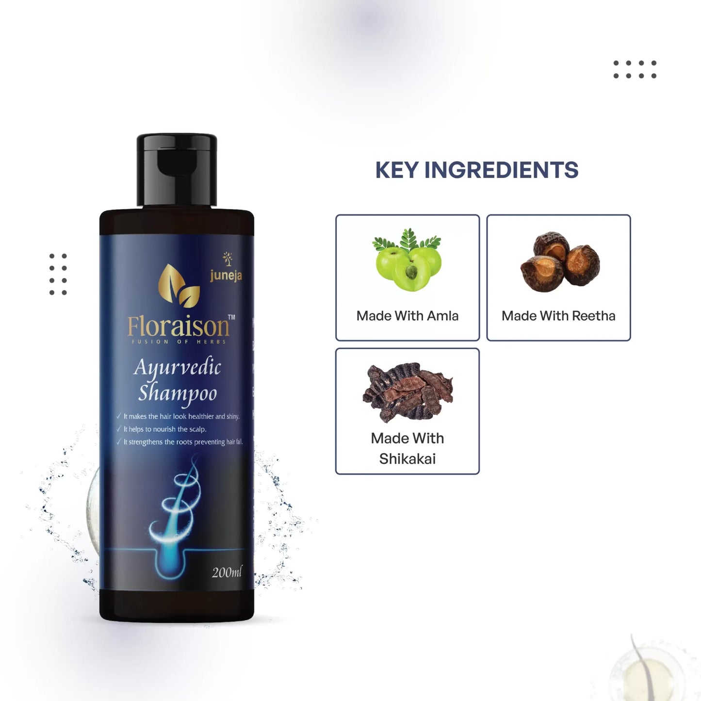 Floraison Ayurvedic Shampoo 200ML For Dandruff, Hair Fall & Nourishment