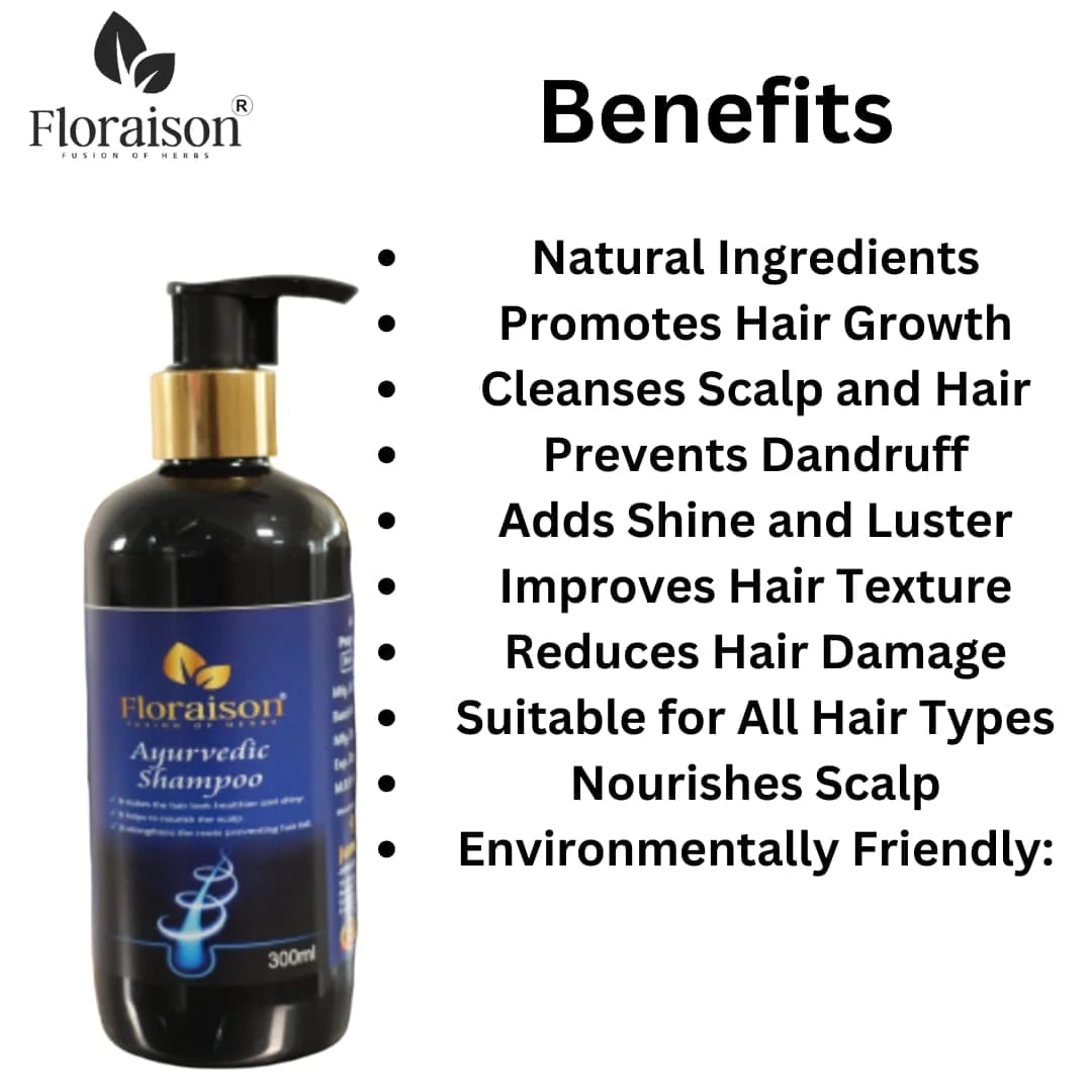 Floraison Ayurvedic Shampoo 300ml For Dandruff, Hair Growth & Shines.