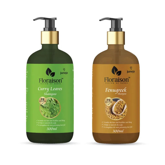 Floraison Ayurvedic Curry Leaves & Fenugreek Seeds Shampoo 300ML Combo (Pack of 2) For Dandruff, Hairfall , Shines & Smooth or Silky Hair