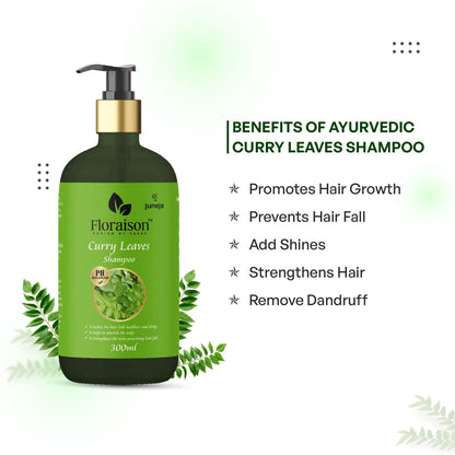 Floraison Ayurvedic Curry Leaves plus Amla Neem Shampoo 300ML Combo (Pack of 2) For Dandruff, Hairfall & Thin Hair