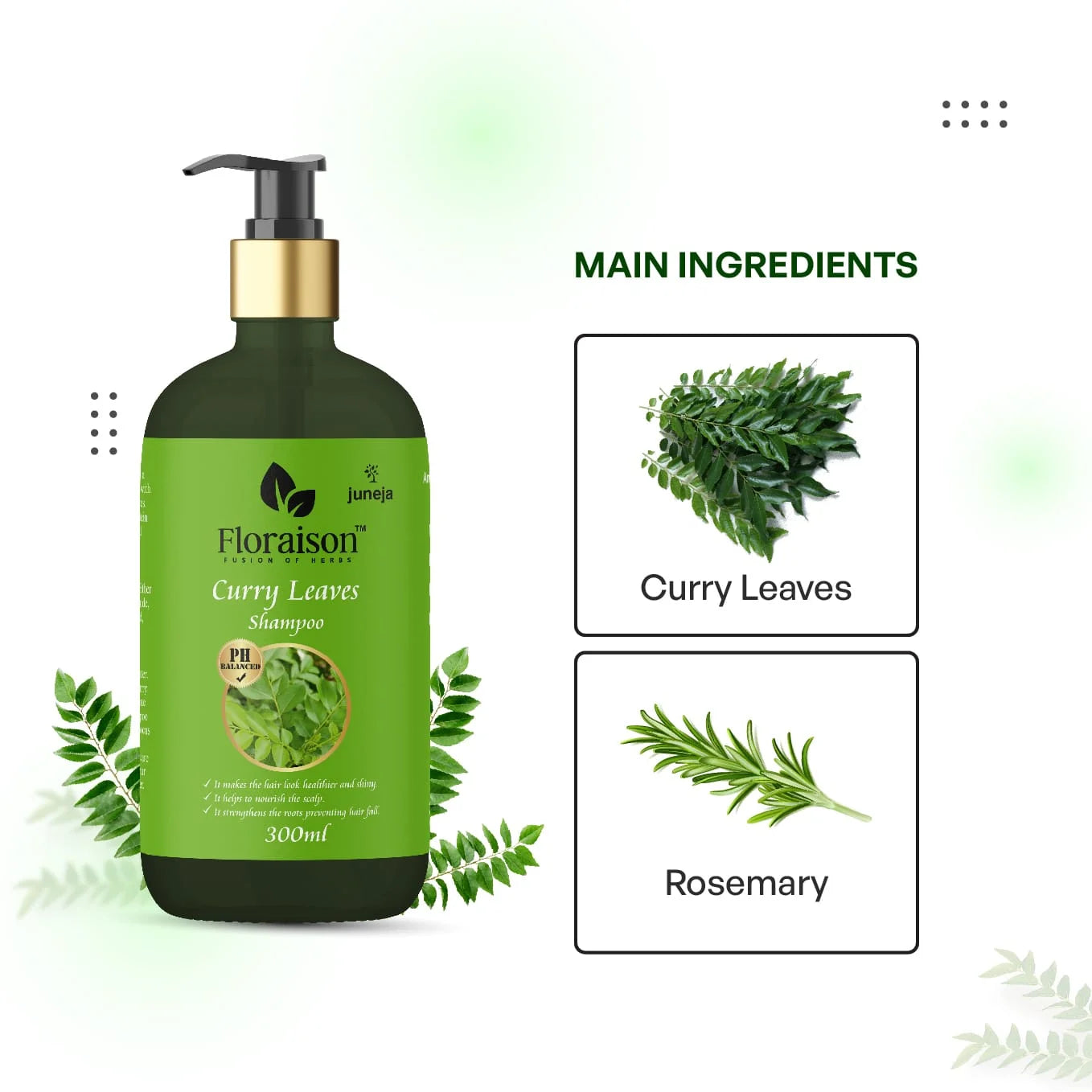 Floraison Ayurvedic Curry Leaves plus Amla Neem Shampoo 300ML Combo (Pack of 2) For Dandruff, Hairfall & Thin Hair