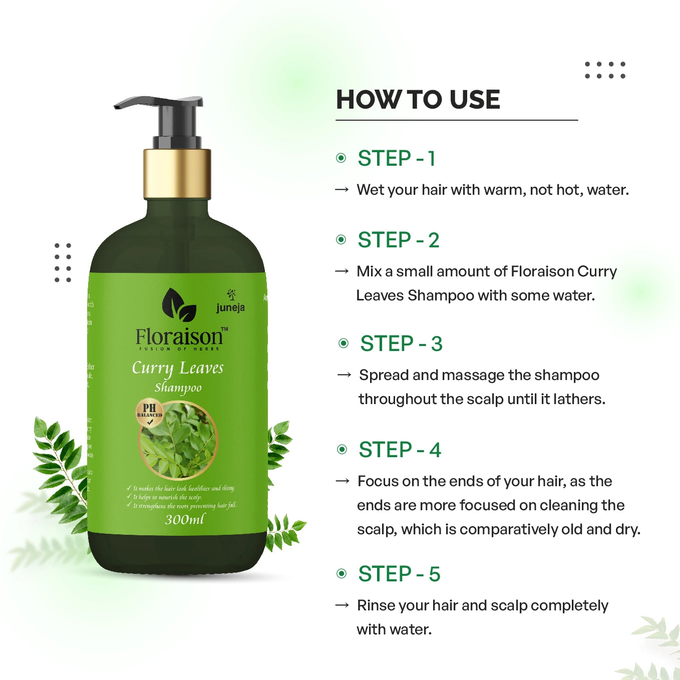 Floraison Ayurvedic Curry Leaves plus Amla Neem Shampoo 300ML Combo (Pack of 2) For Dandruff, Hairfall & Thin Hair