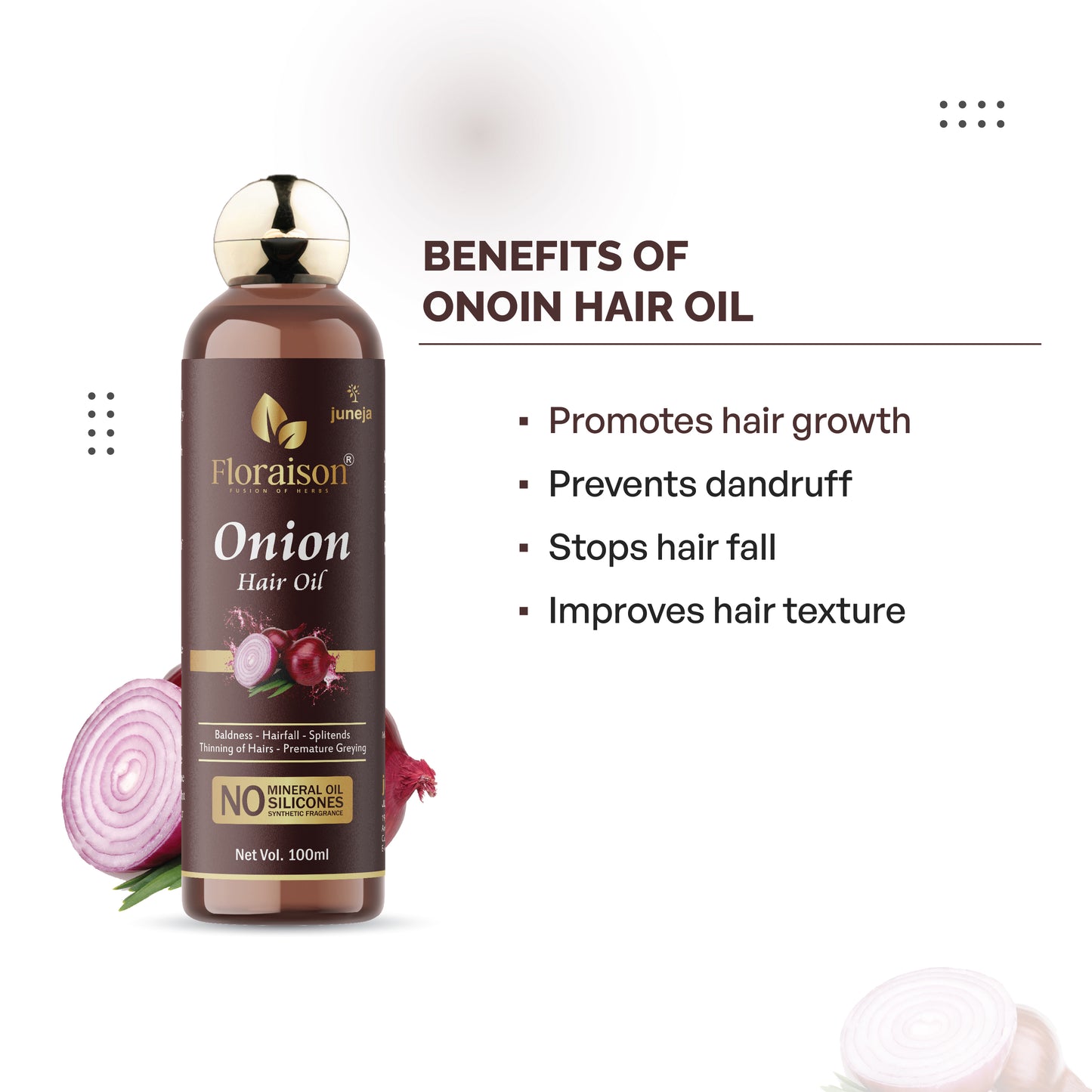Floraison Ayurvedic Onion Hair Oil 100ML For Hair Growth, Hair Fall & Pre Mature Greying