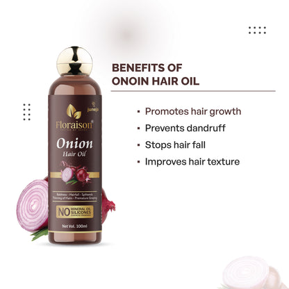 Floraison Ayurvedic Onion Hair Oil 100ML For Hair Growth, Hair Fall & Pre Mature Greying