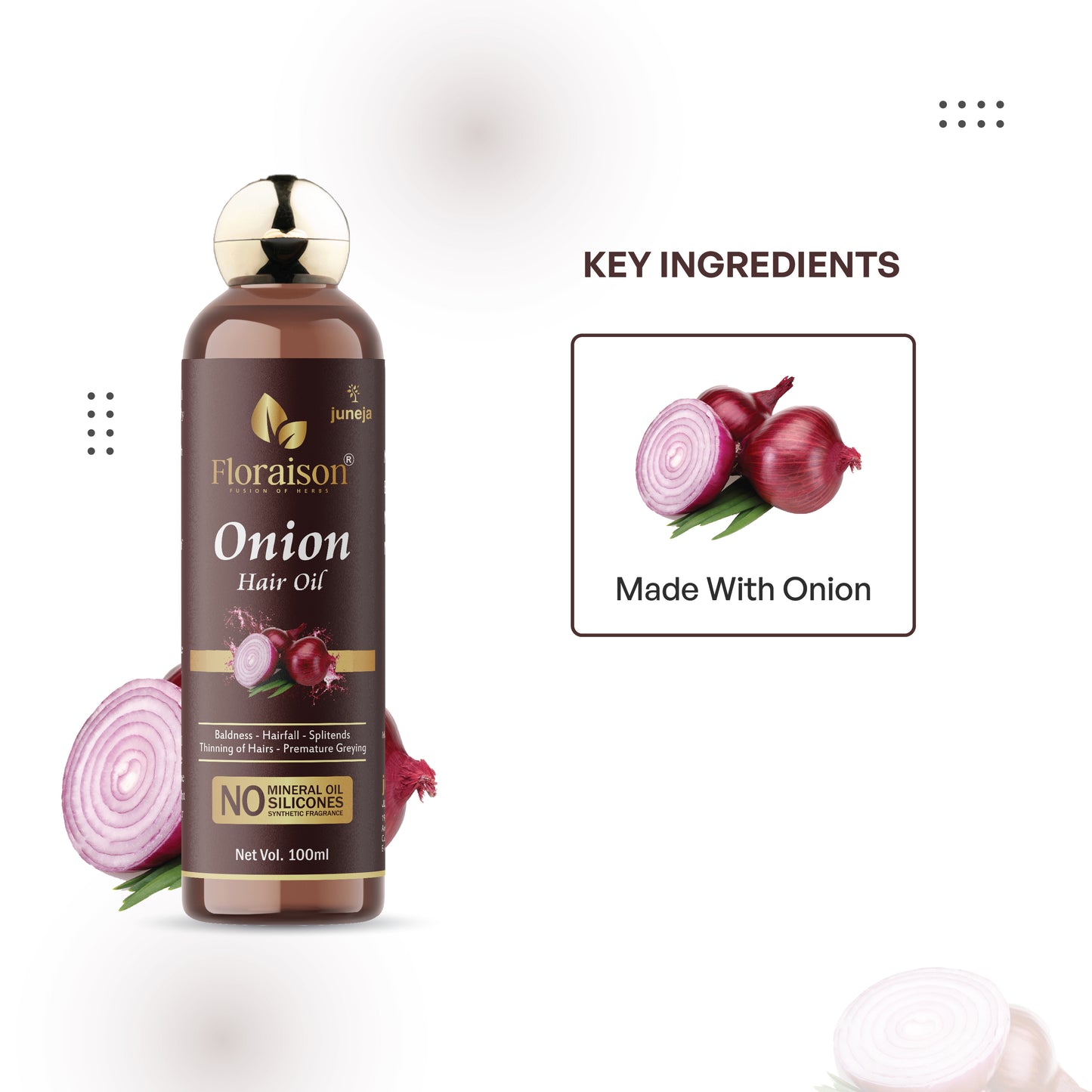Floraison Ayurvedic Onion Hair Oil 100ML For Hair Growth, Hair Fall & Pre Mature Greying