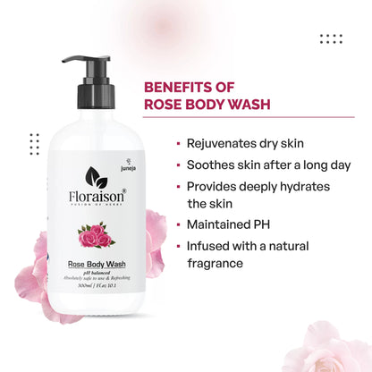 Floraison Ayurvedic Rose body wash 300ML For Soft, Smooth & Glowing Skin