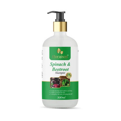 Floraison Spinach & Beetroot Ayurvedic Shampoo 300ML For Dandruff, Frizzy & Damaged Hair