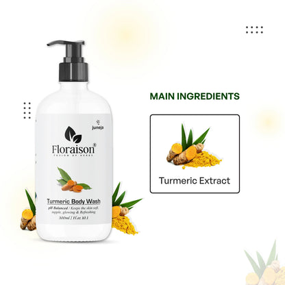 Floraison Ayurvedic Turmeric Body wash 300ML For soft, Smooth & Refresh Feeling