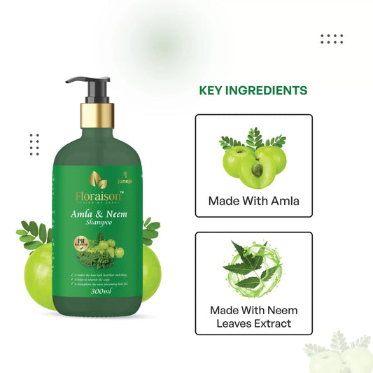 Floraison Ayurvedic Amla & Neem Shampoo 300ML for hair fall, Strengthens & shines