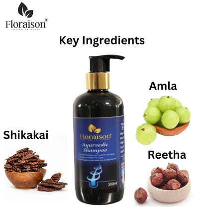 Floraison Ayurvedic Shampoo 300ml For Dandruff, Hair Growth & Shines.