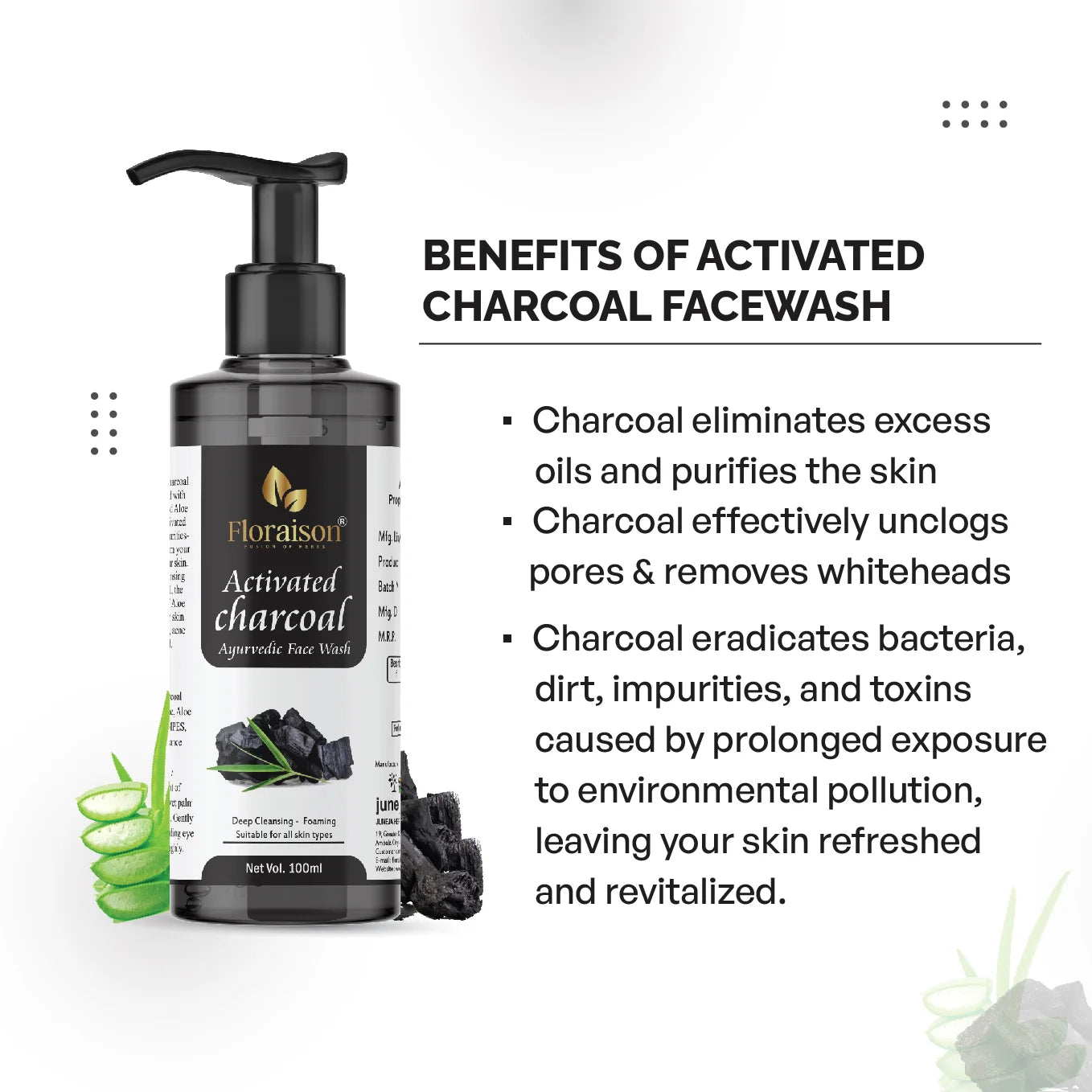 Floraison Ayurvedic Activated Charcoal Face Wash 100ML