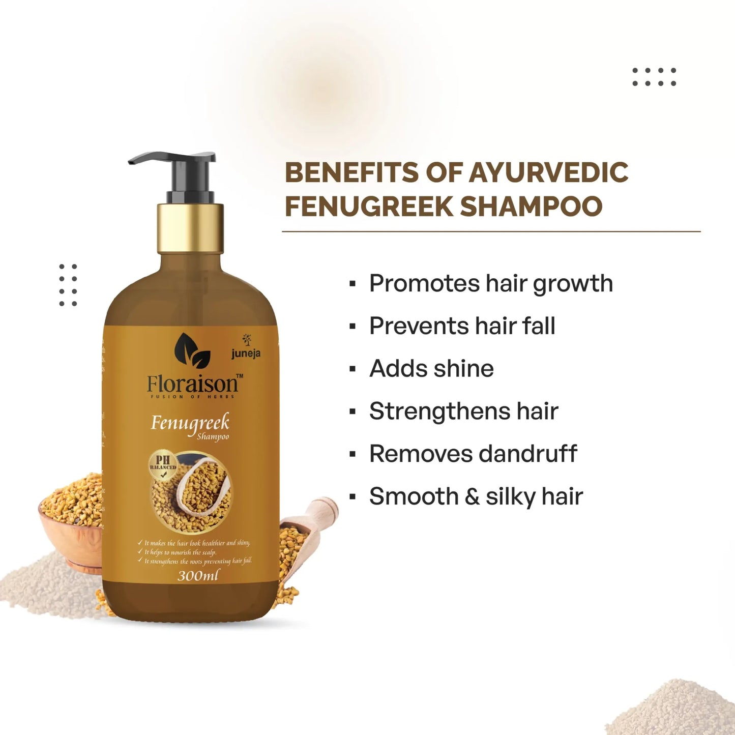 Floraison Ayurvedic and Natural Fenugreek seeds shampoo 300 ML For dandruff, hairfall, smooth or shiny hair