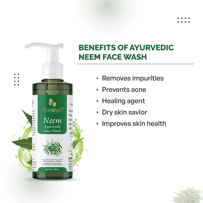Floraison Ayurvedic Neem Face Wash 100ML For Pimples, Acne , Whiteheads