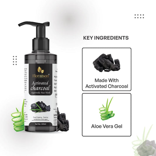 Floraison Ayurvedic Activated Charcoal & Tomato Face Wash 100Ml Each Combo (Pack of 2)