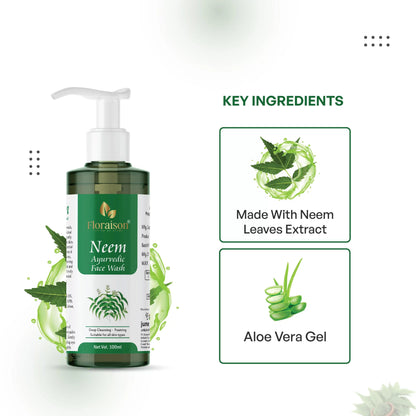 Floraison Ayurvedic Neem Face Wash 100ML For Pimples, Acne , Whiteheads