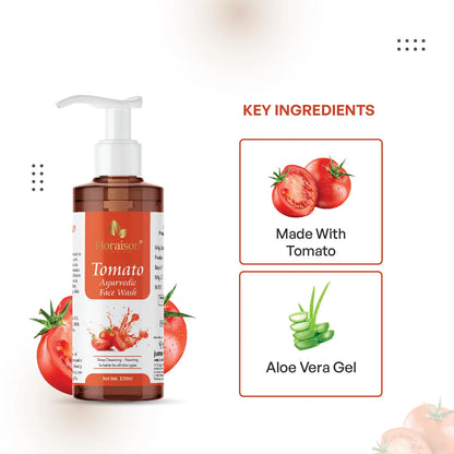 Floraison Ayurvedic Activated Charcoal & Tomato Face Wash 100Ml Each Combo (Pack of 2)